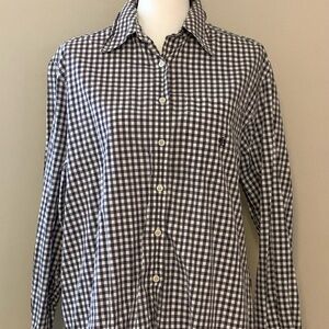 Ralph Lauren Women’s Black and White Checkered Shirt sz 1X euc